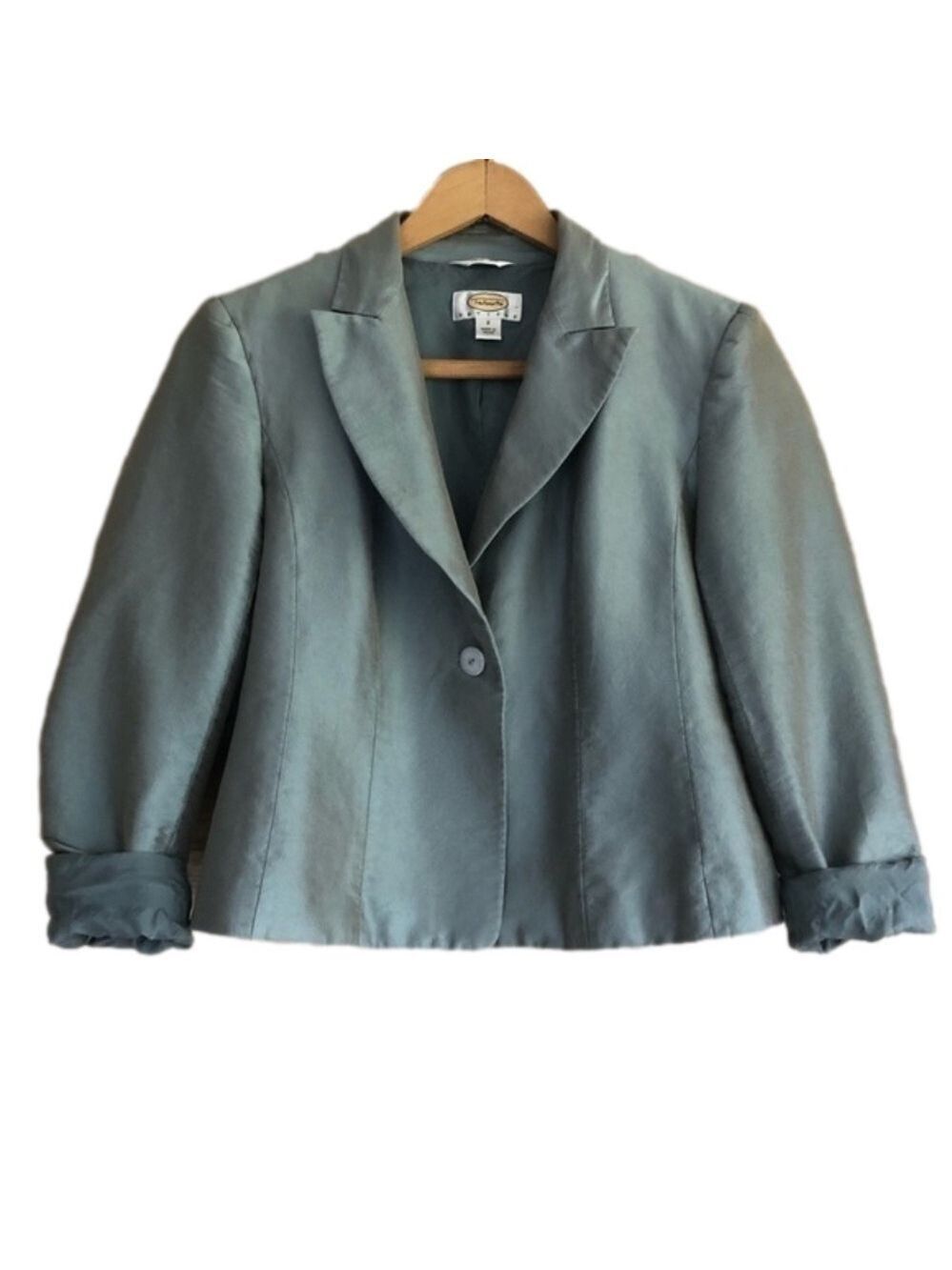 TALBOTS cuffed sleeve cropped silk blazer size 2